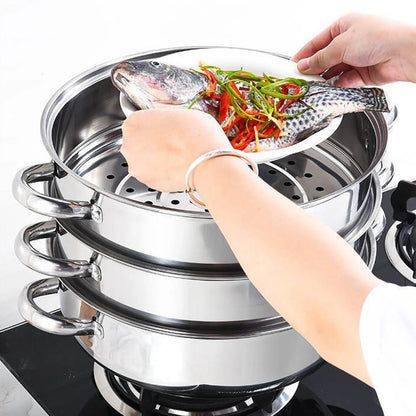multi-function 3 Tier Large Stainless-Steel Steamer