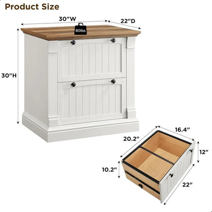 30" Lateral Filing Cabinet with Hanging File Folders