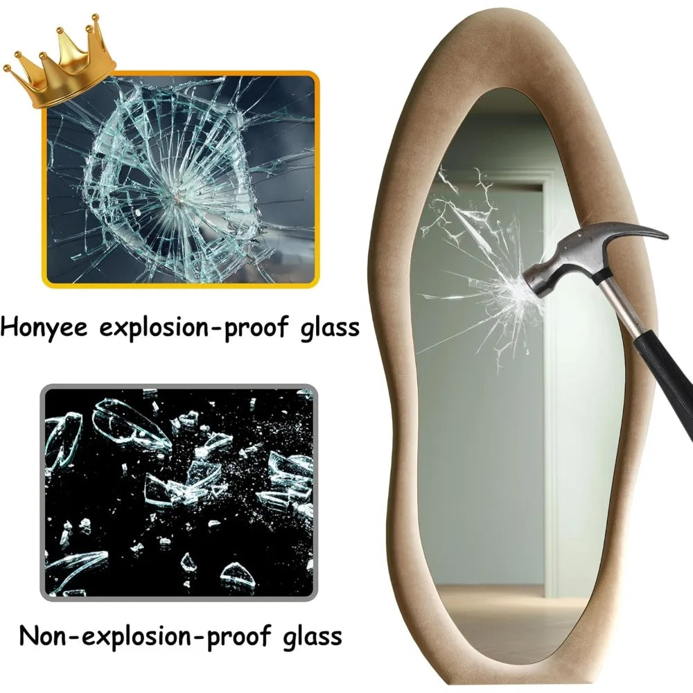 63x24 inch full-length mirror, irregular wave mirror