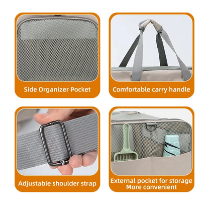 Cat trolley for 2 cats with wheels & safety belts for travel
