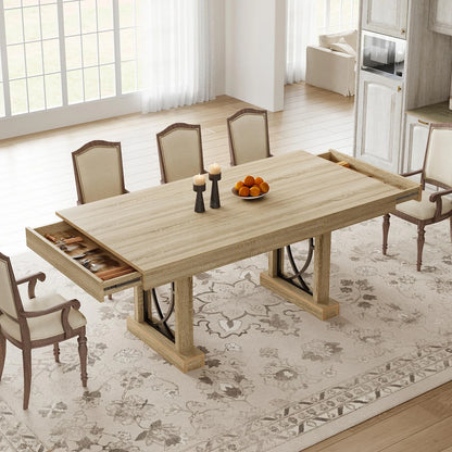 71 Inch Dining Table With 2 Storage Drawers