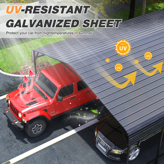 10x15~20x40FT Multi-Size Metal Carport with sturdy base