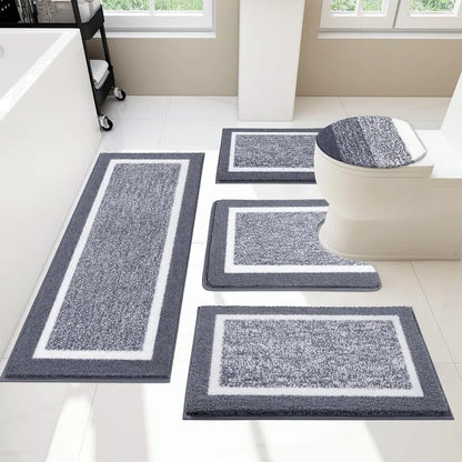 5-Piece, Non-Slip Dark Grey Bathroom Set