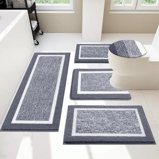 5-Piece, Non-Slip Dark Grey Bathroom Set