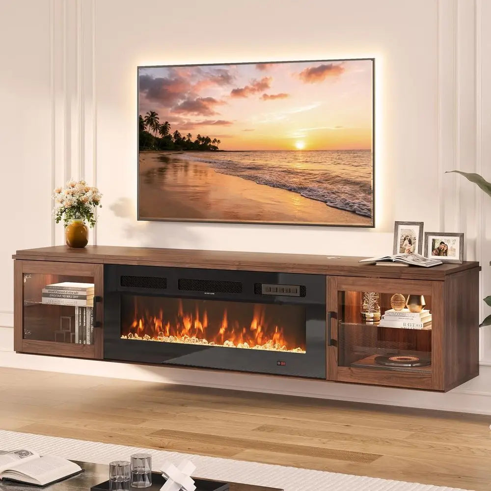 70"Floating TV Stand with Fireplace