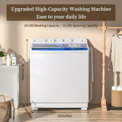 Compact Portable Twin Tub Washing Machine Combo