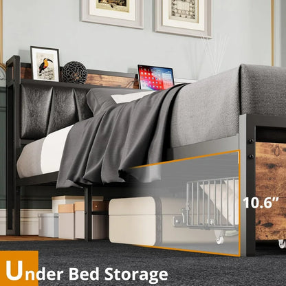 "California king platform bed frame with Headboard