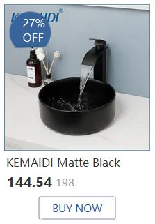 Tempered Glass Washbasin with Waterfall Faucet