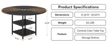 47-inch Round Dining Table for 4