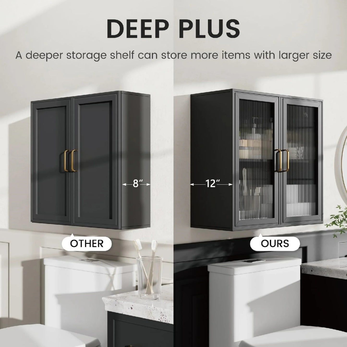 LED Wall Storage Cabinets with 4 Acrylic Glass Doors