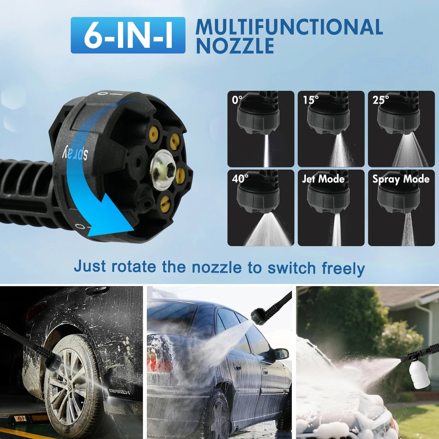 6-in-1Cordless Pressure Washer Gun 3200rpm