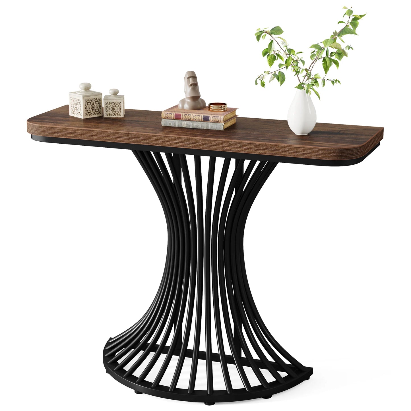 39-Inch Small Console Table with Metal Base