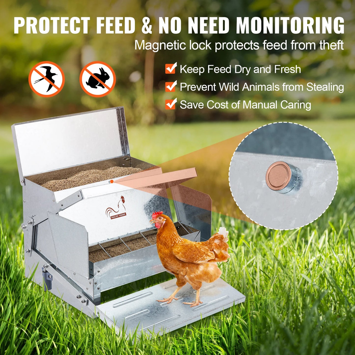 25 lbs. Capacity Automatic Chicken Feeder Feeds up to 11 Days
