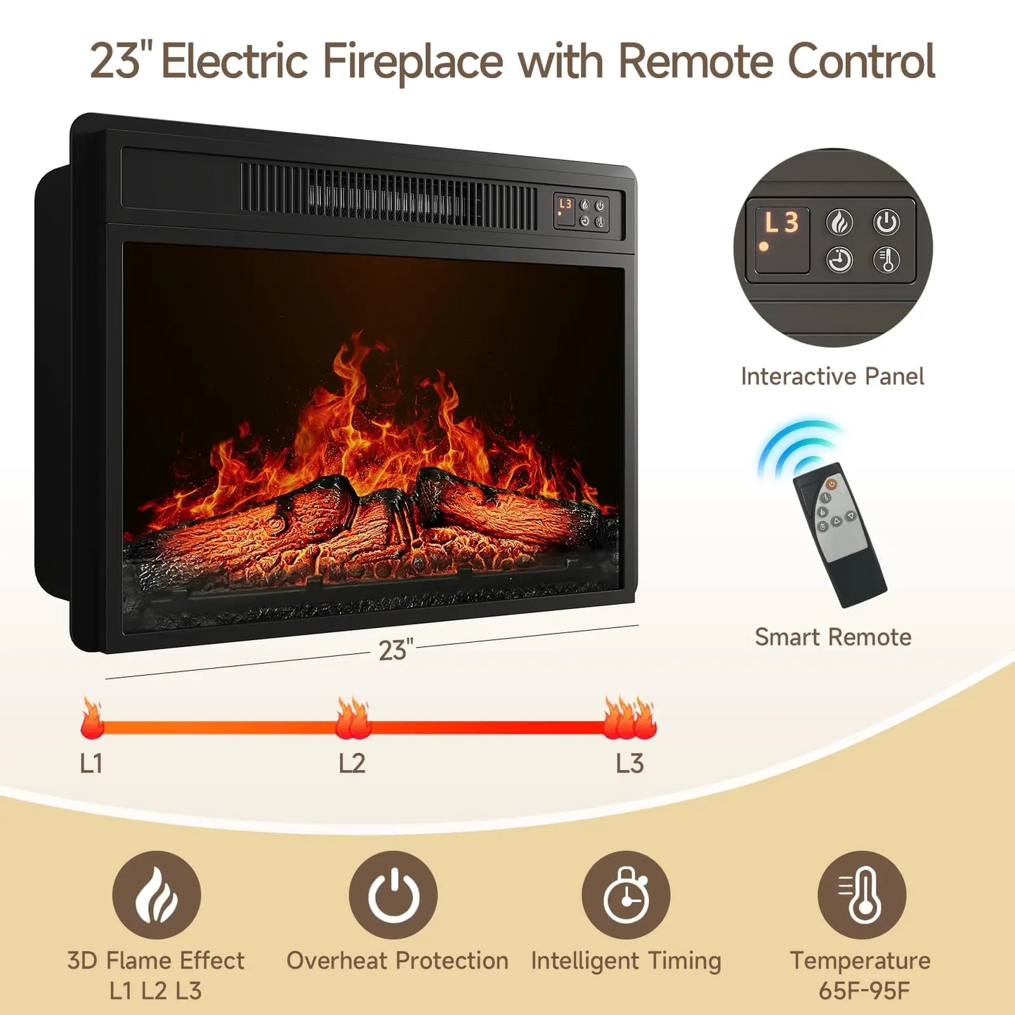 59-Inch TV Stand with 23-Inch Electric Fireplace