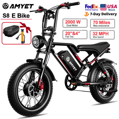Adults Electric Bike with 2000W Dual Motor