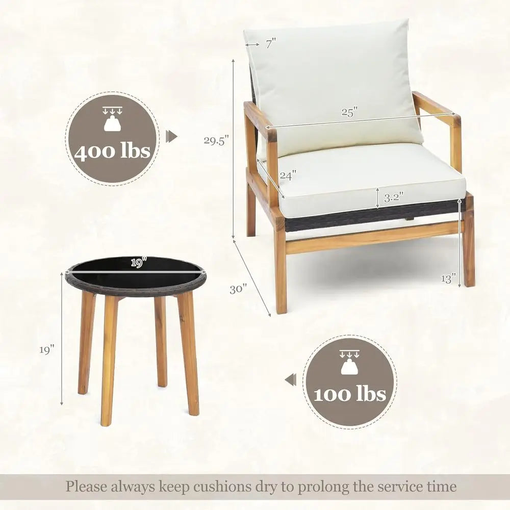3-Piece Wicker Patio Furniture Set