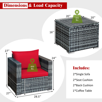 Dj Rattan 3 PC Patio Rattan Furniture Bistro Set – DJsHomeGoods.com