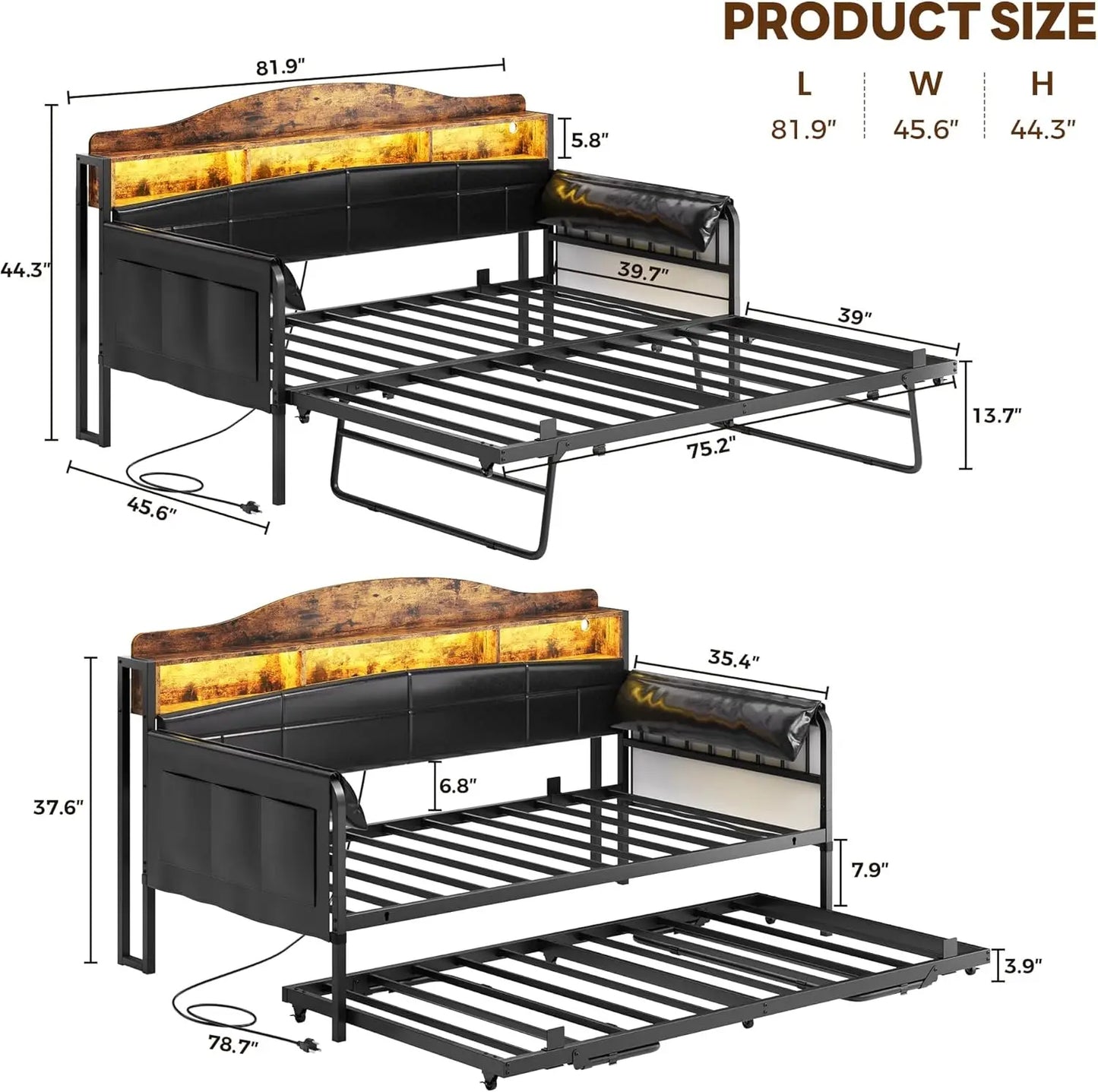 Twin XL Day Bed with Charging Station