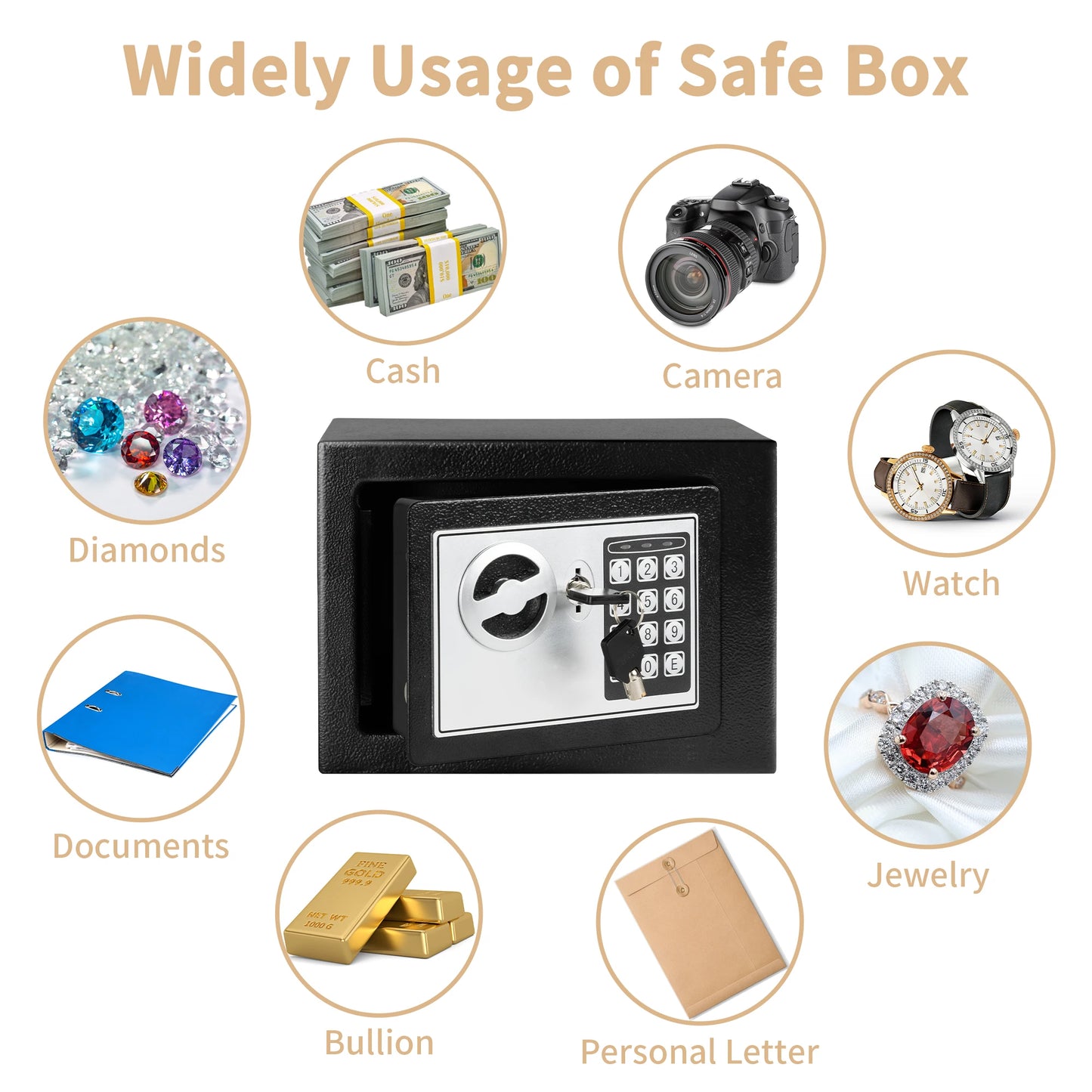Electronic Digital Safe Box for Home with Fireproof Money Bag