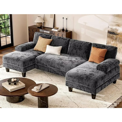 111 Inch U Shaped Sectional Couches with Double Chaise