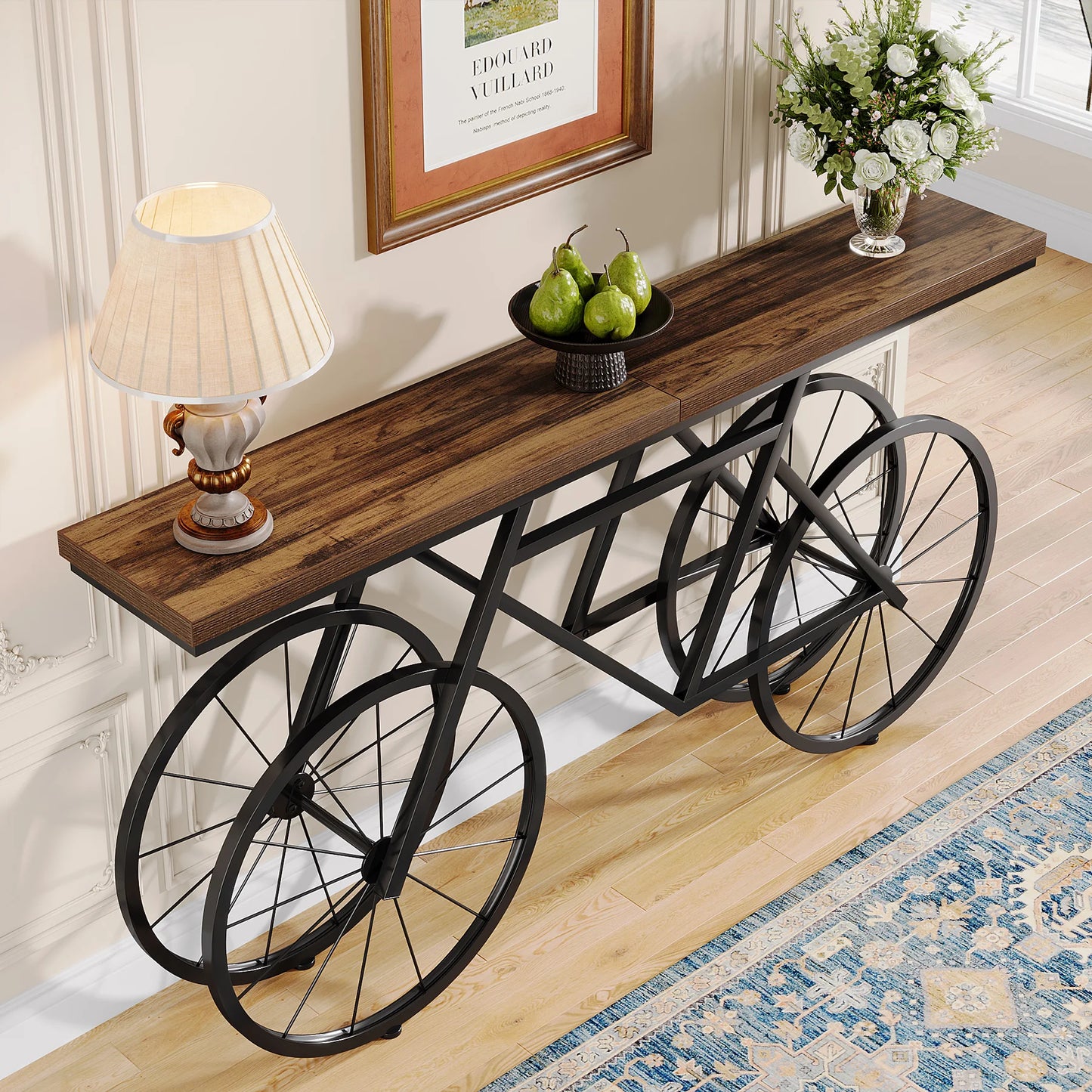 70.9-Inch Extra Long Console Table with Bicycle Metal Base