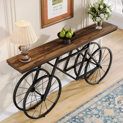 70.9-Inch Extra Long Console Table with Bicycle Metal Base