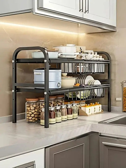 1pc 2-Tier Under Sink Organizers Storage Basket