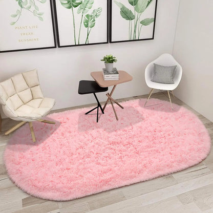 2.6 x 5.3ft Oval Fluffy Ultra Soft Area Rugs