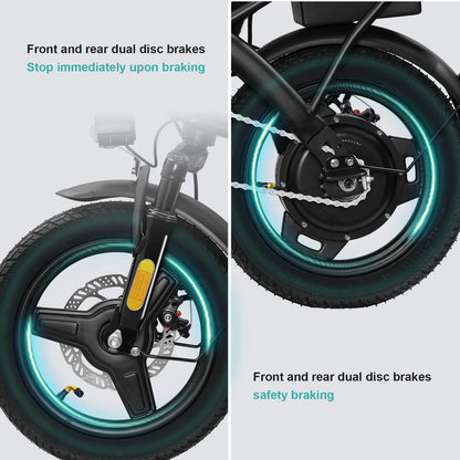 400W dual disc brake adult foldable electric bicycle 22-mile range 20MPH