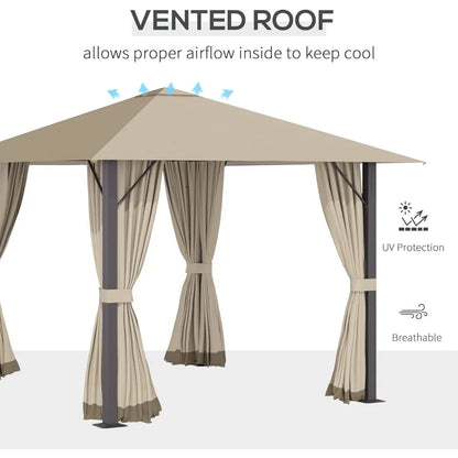 10' x 10' Patio Gazebo Aluminum Frame Outdoor Canopy