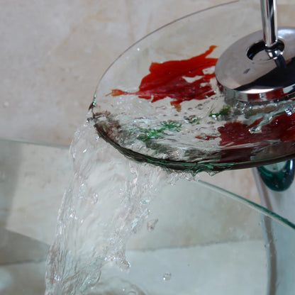 Tempered Glass Bathroom Basin Sink Faucet Combo set