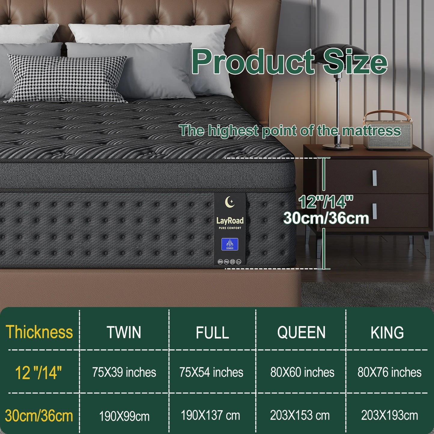 12"14"Twin Full Queen King Size Mattress