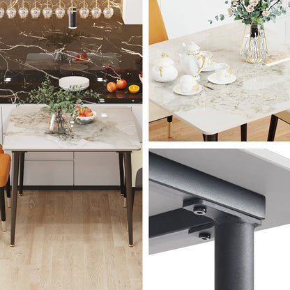 Dining Table Stone Top with Metal Frame