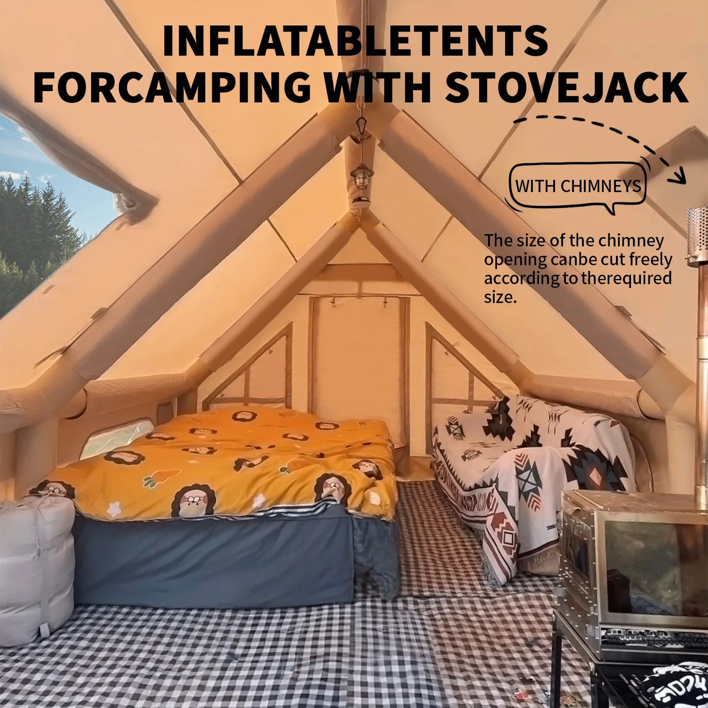 Large Inflatable Camping Tent with Hand Pump