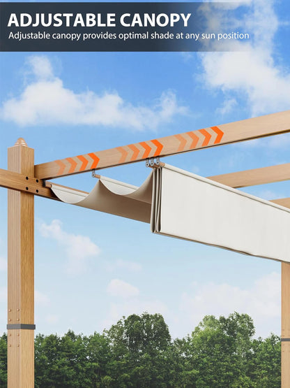 10X10FT 10X13FT Outdoor Pergola with Retractable Canopy