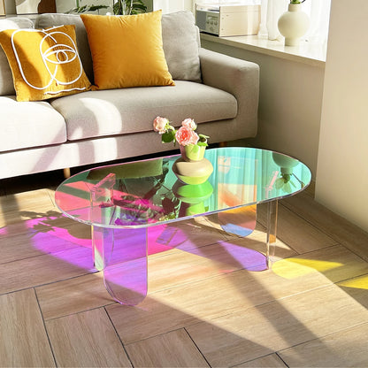 Colorful Acrylic Side Table 37.4 in (L) x 19.7 in (W) x 14.2IN (H)