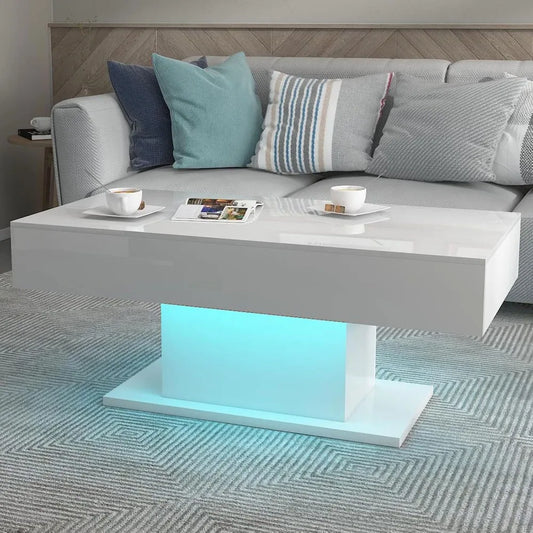 Modern High Glossy Wooden Coffee Tables with 16 Colors LED lights