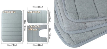 3-pc- Super Water Absorption Non-Slip Floor Rug