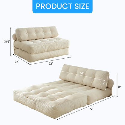 52 Inch Width Foldable Convertible Sleeper Chair
