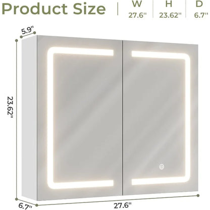 27.6x23.62-inch Double Doors Wall Mounted Mirror Cabinet