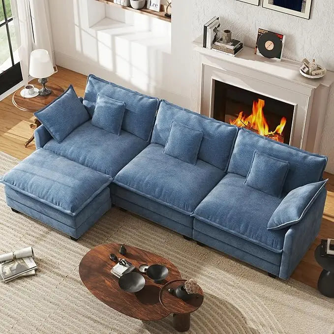 111.4” Cloud Couch, Modular Sectional Sofa with Ottoman