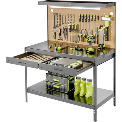A3 Steel Workbench with Power Outlets and Light