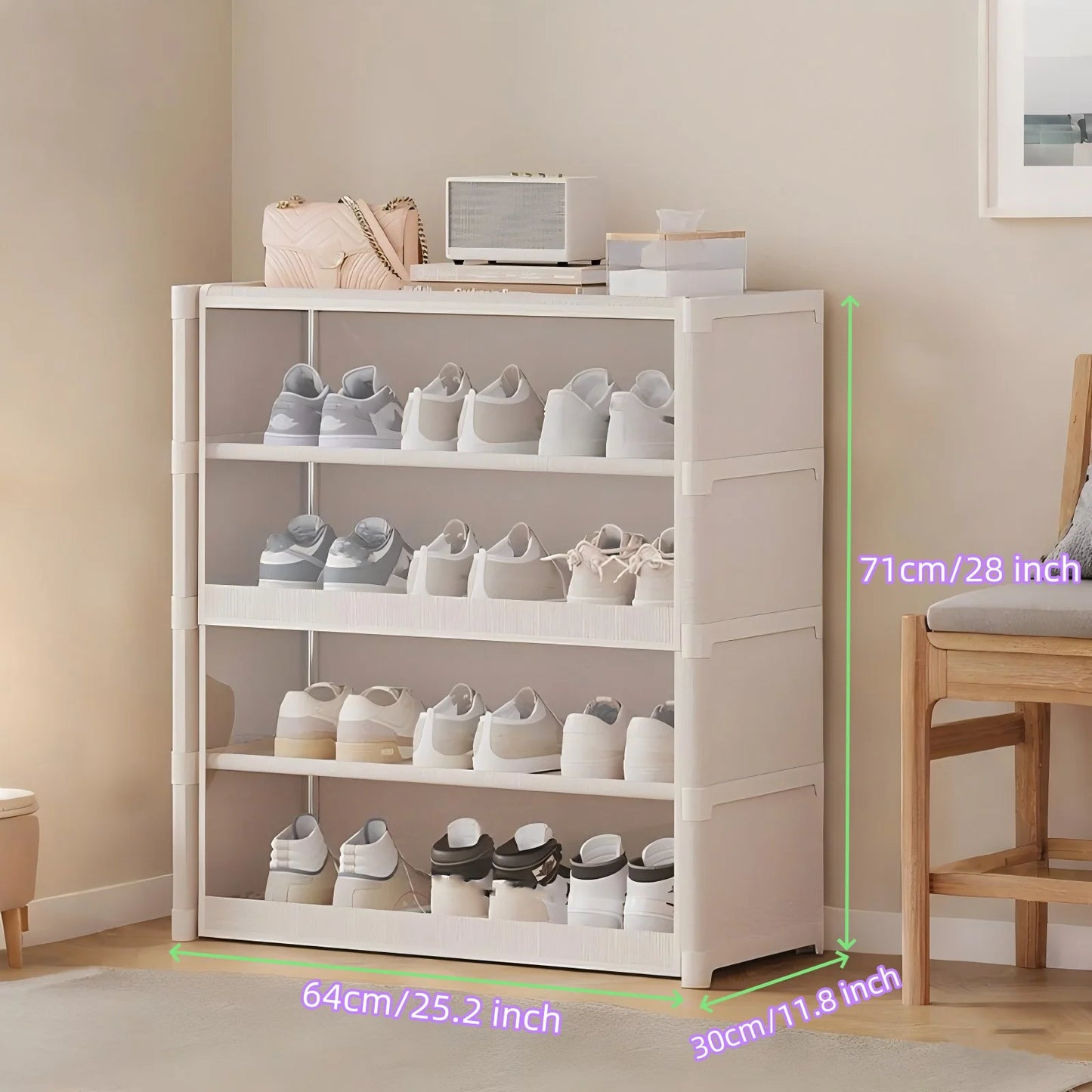 Multi-layer Shoe Cabinet Organizer with Clear Lid