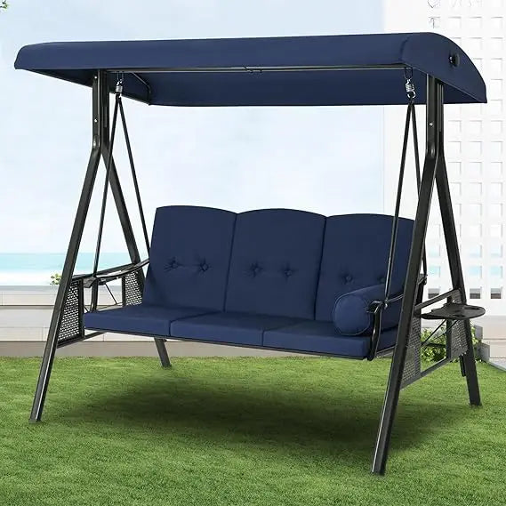 Porch Swing Chair with Adjustable Backrest Canopy