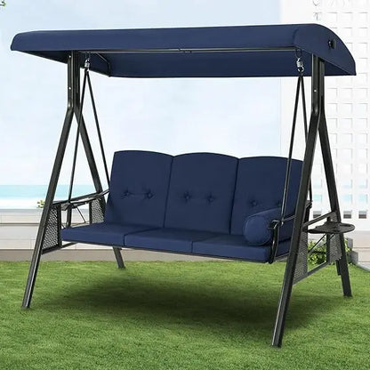 Porch Swing Chair with Adjustable Backrest Canopy
