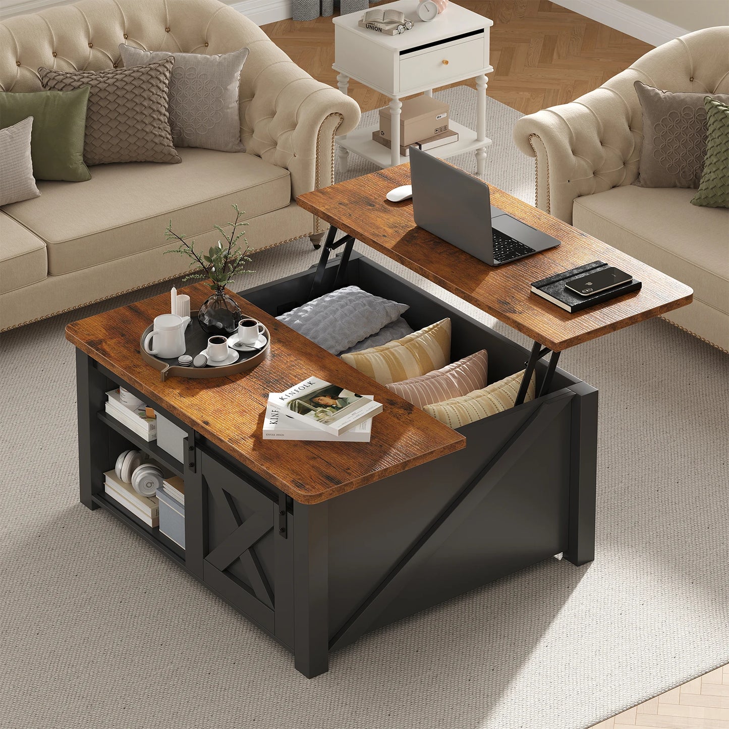 31.5IN Wood Lift Top Coffee Table