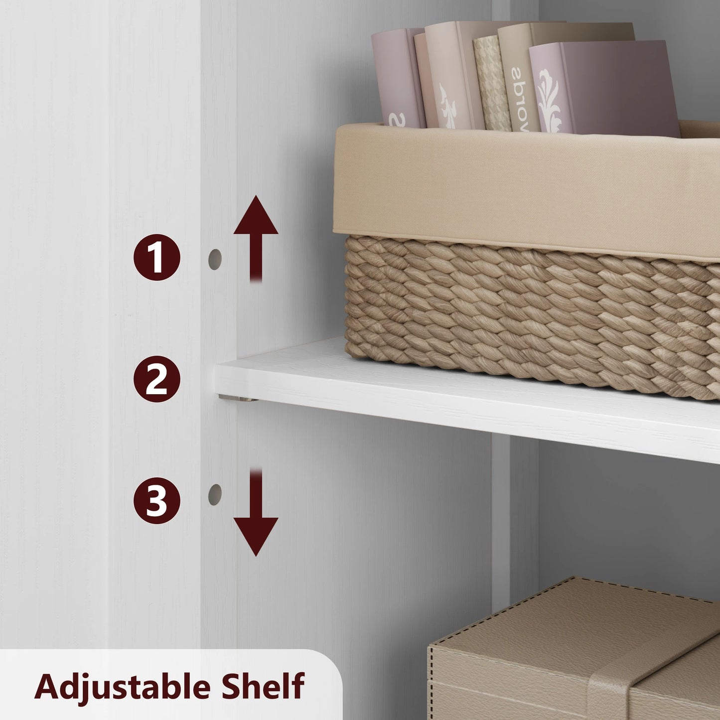 Freestanding Pantry Storage Cabinet with Glass Doors
