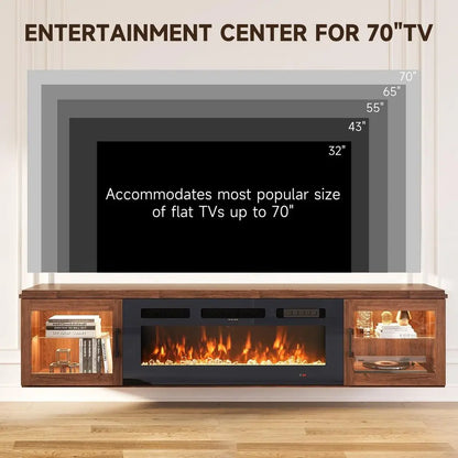 70"Floating TV Stand with Fireplace