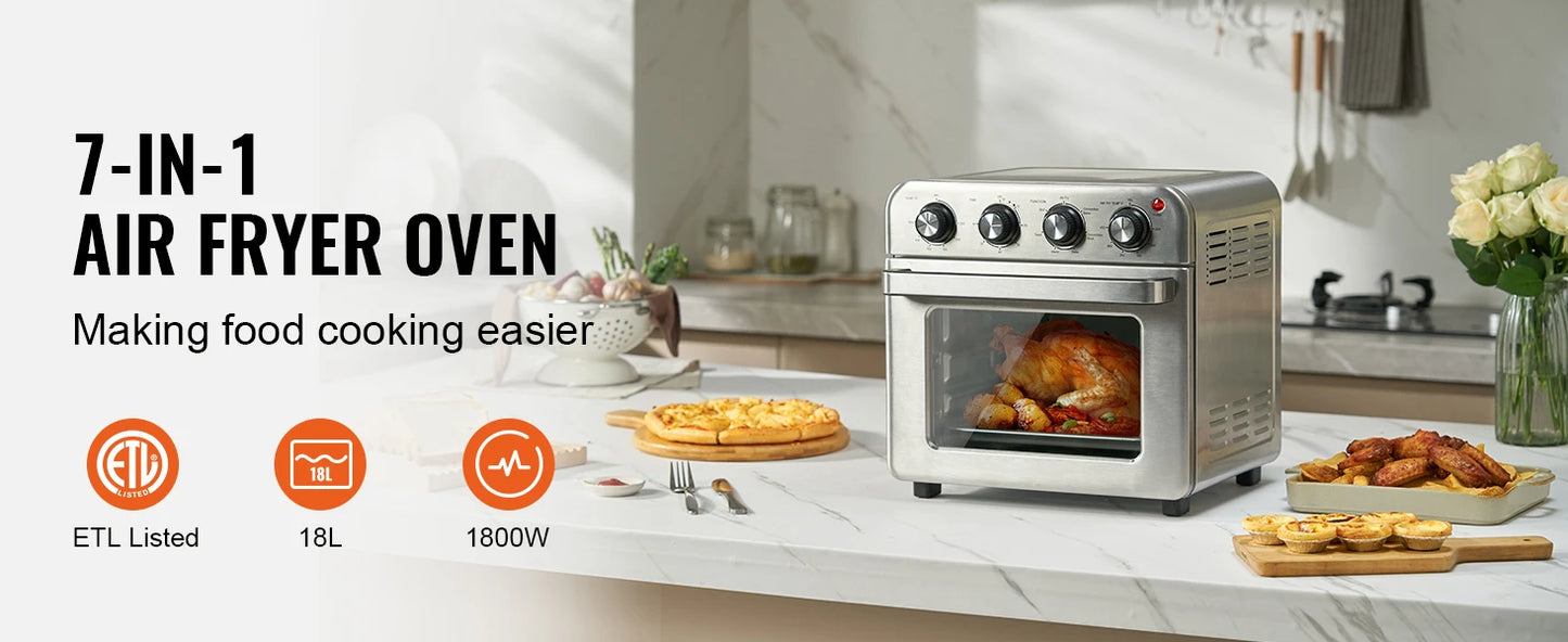 1700W Air Fryer Stainless Steel Toaster Oven