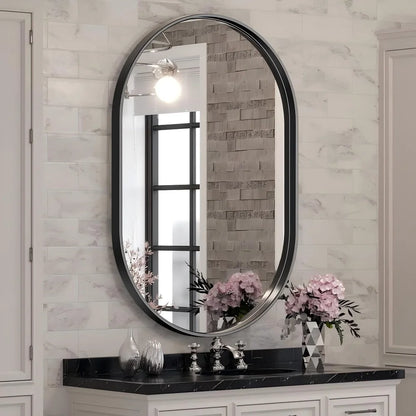 22"x38" Oval Bathroom Shatterproof Aluminum Alloy Mirror